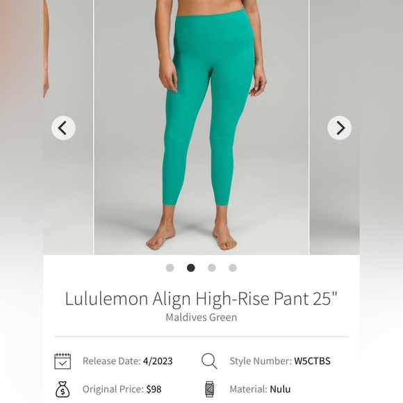 Lululemon Align High-Rise Pant 25" Maldives Green size 10 - Picture 2 of 8